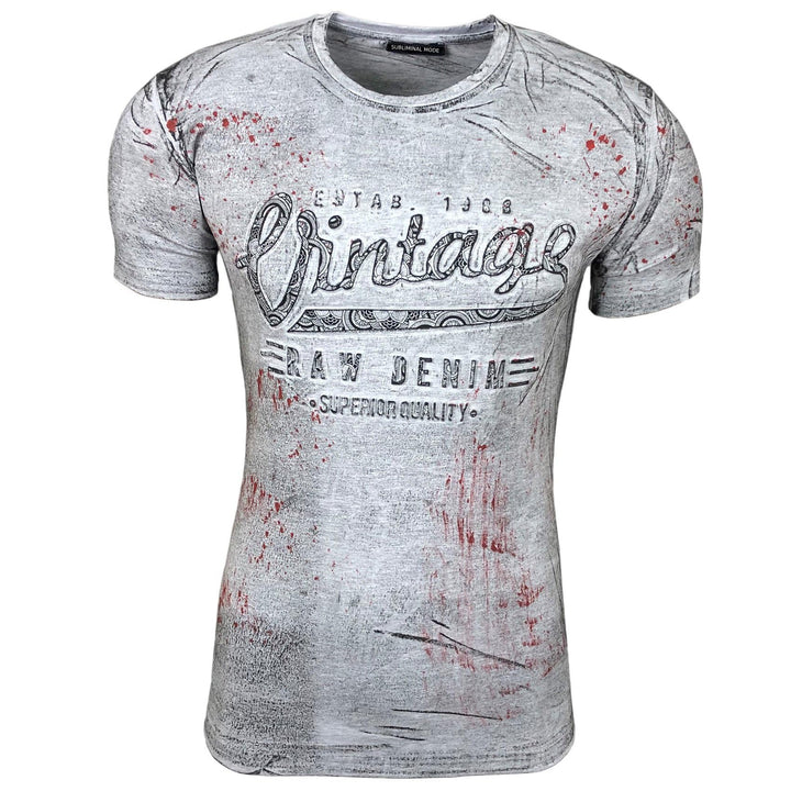 Subliminal Mode Herren-T-Shirt, gewaschen, Vintage, Rundhalsausschnitt, 3D-Druck, kurzärmlig, Grösse
