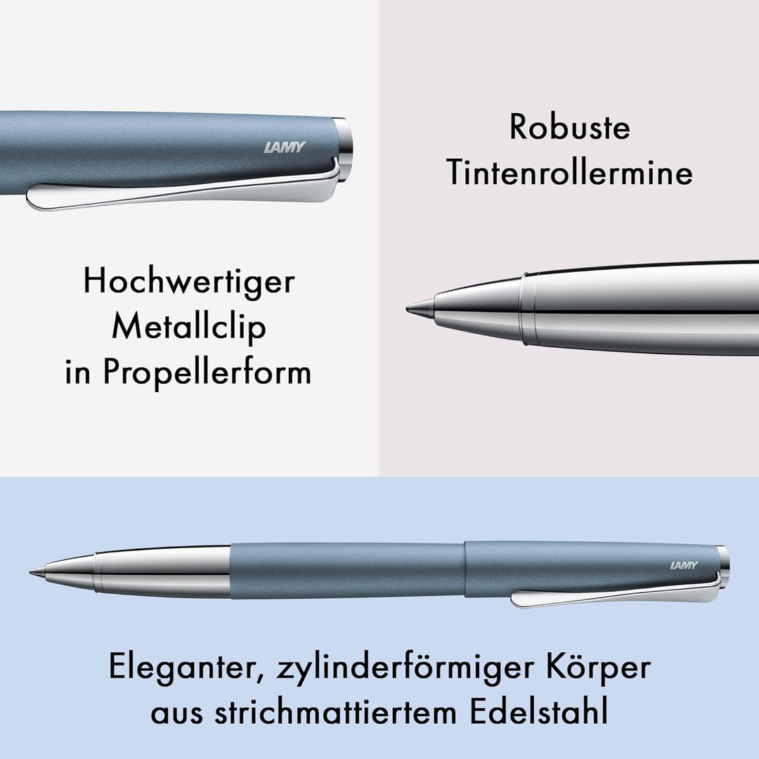 LAMY 1234857 studio Tintenroller 366 – Zeitloser Tintenroller in der Farbe Glacier aus rostfreiem Ed