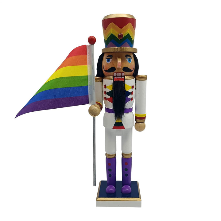 Nussknacker-Skulptur, hölzerne Weihnachts-Nussknacker-Figur, Saison-Szenen-Requisite mit Regenbogen-