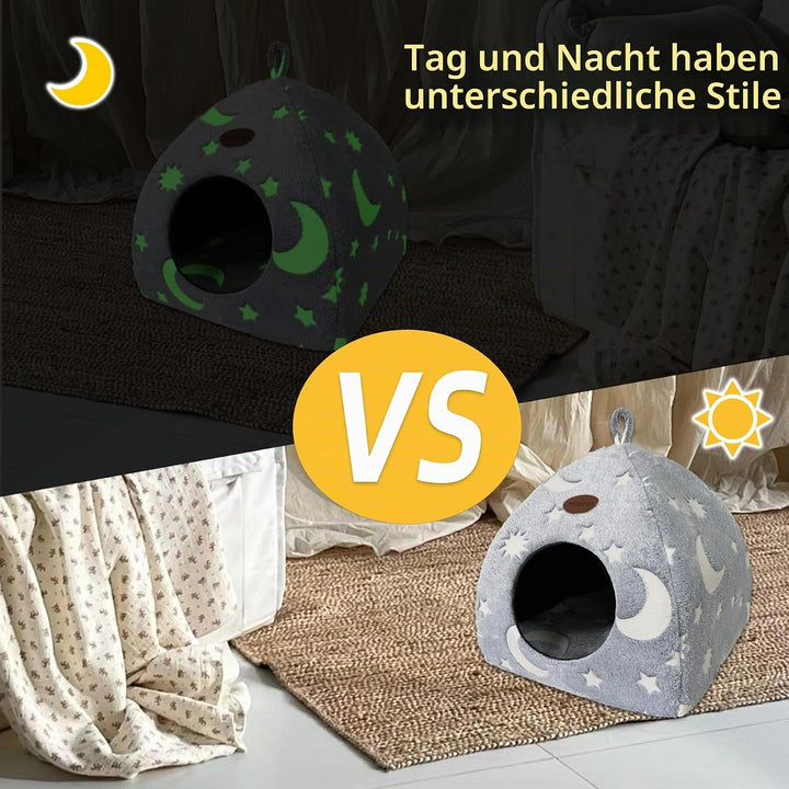 Katzenhöhle Plüsch Katzenhaus mit Waschbarem Kissen Faltbare Katzenzelt Höhle mit Handle Weiches und