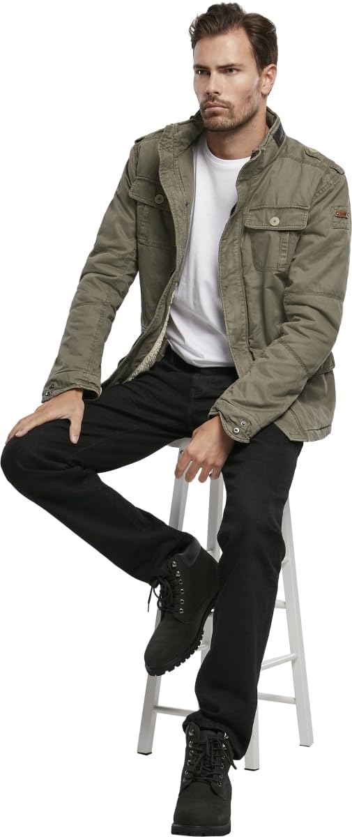 Brandit Jacket - Stylische Jacke für Herren mit versteckter Kapuze, Stehkragen und Baumwollfutter, Ü