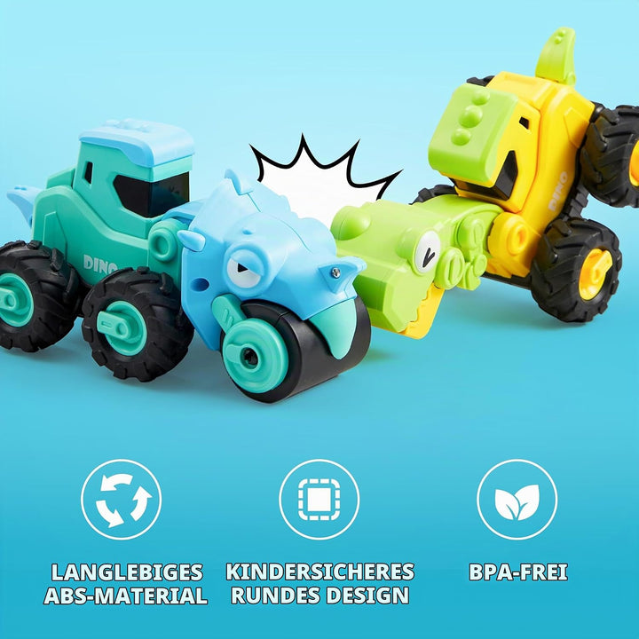 JOYIN 4 Stück Bagger Auto Spielzeug für 1 2 3 4 5 Jahren Kinder, Aufziehauto, Sandkasten Sandspielze