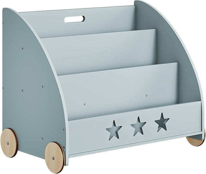 WOLTU Kinderregal Bücherregal für Kinder, Spielzeugregal mit Räder 3 Regale, Holz Standregal Kinderz