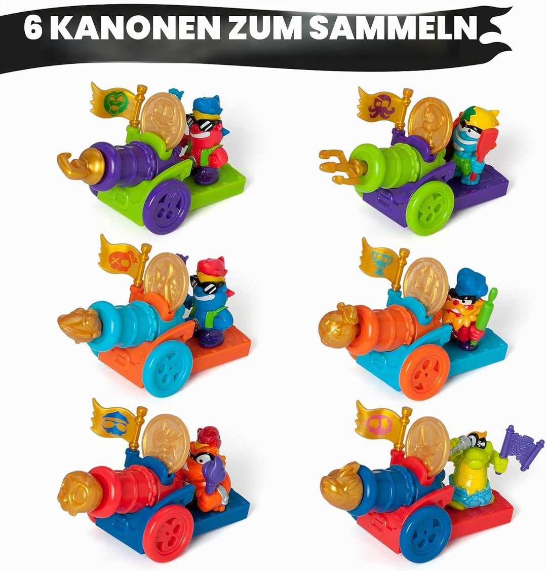PIRATIX, Golden Treasure - Adventure Pack Serie. Jede Box hat Überraschung, 2 Flaggen, Kanone, Proje