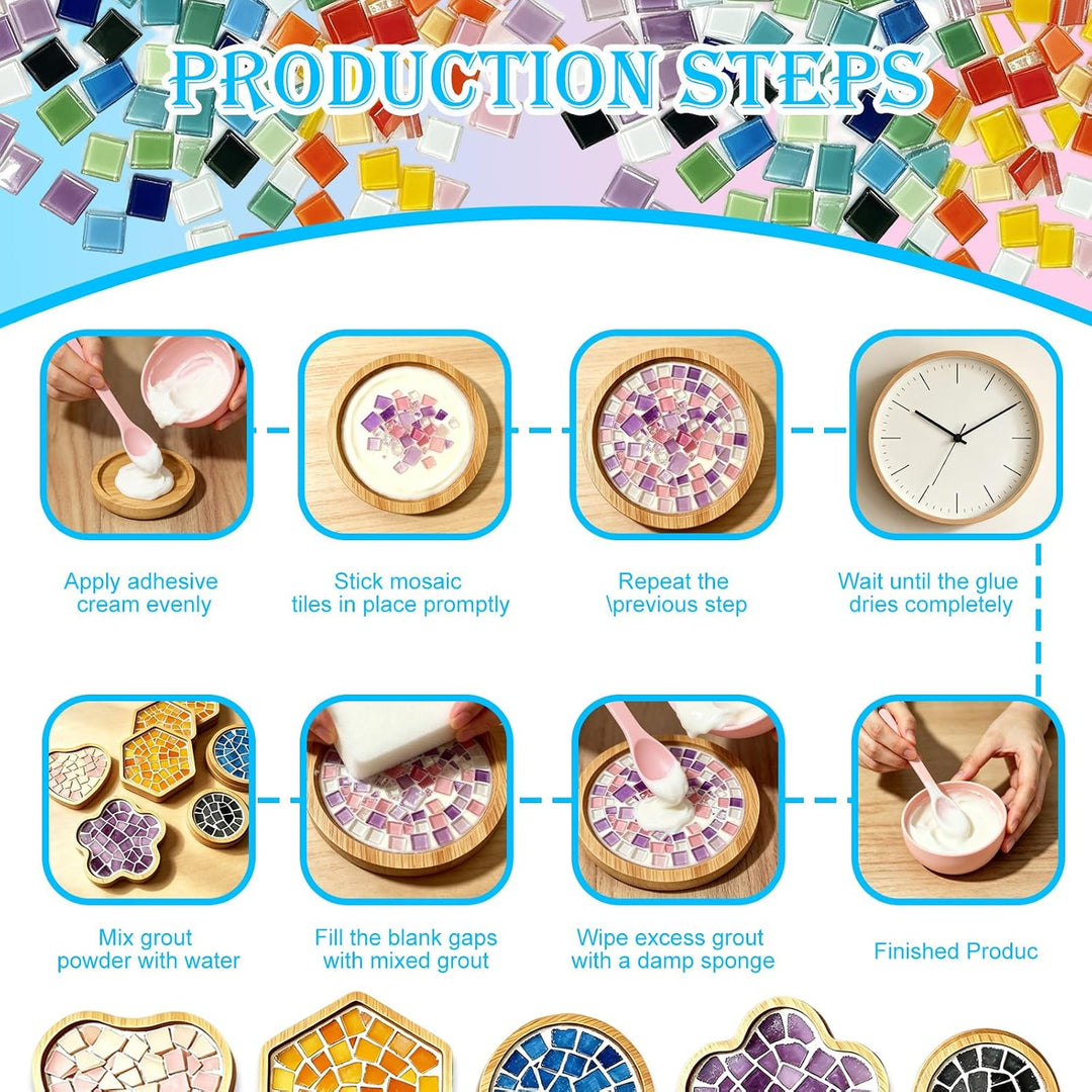 NlsqEU 5 Stück Mosaik Bastelset, DIY-Mosaik-Untersetzer Für Erwachsene, Kreatives Basteln, Geburtsta