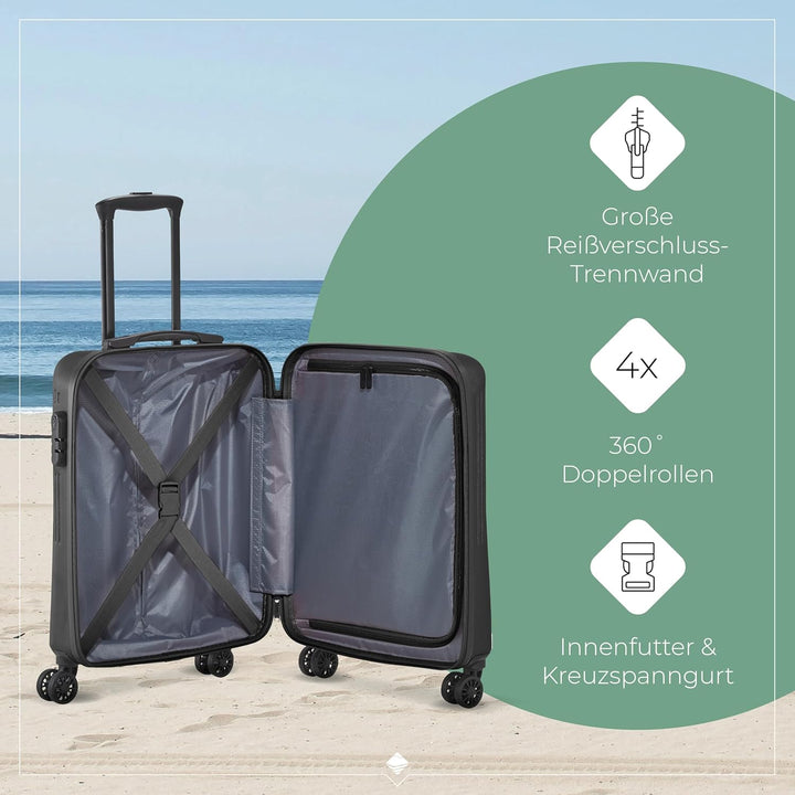 travelite 4-Rad Handgepäck Koffer klein 37 Liter, Gepäck Serie BALI: ABS Hartschalen Trolley erfüllt