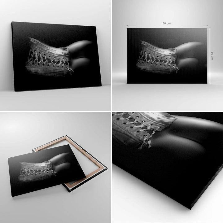 Bilder auf Leinwand Weiblicher Körper Leder Korsett Frau Leinwandbild 70x50cm Wandbilder Dekoration