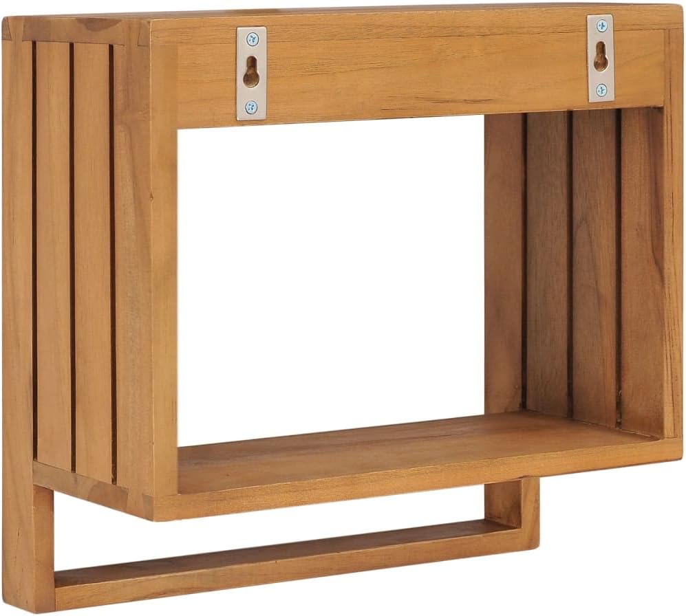 vidaXL Teak Massiv Handtuchregal Wandmontage Handtuchhalter Wandregal Bad Handtuchablage Hängeregal