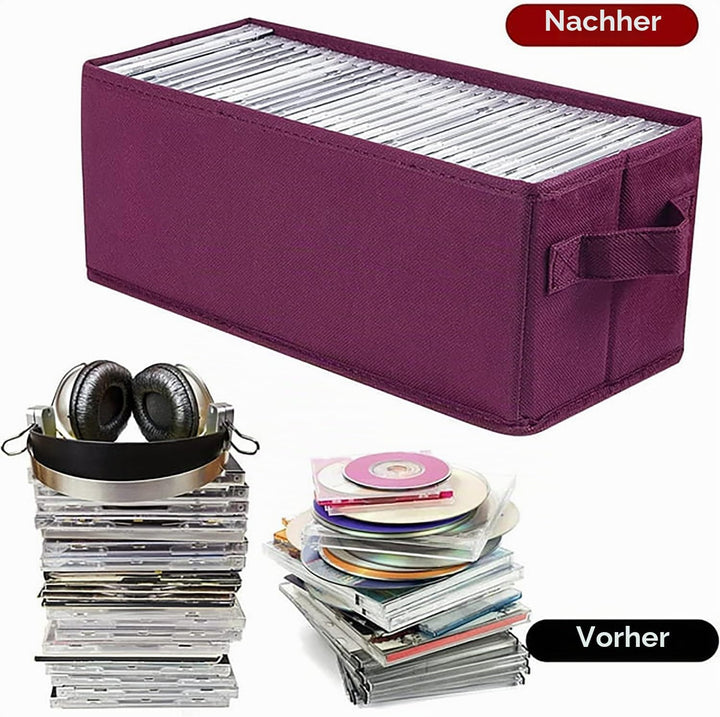 UENTIP CD-Aufbewahrungsbox, 1 Stück, CD-Hülle, 33,5 x 15 x 13,5 cm, Behälter für 60 CDs in vollen Ju