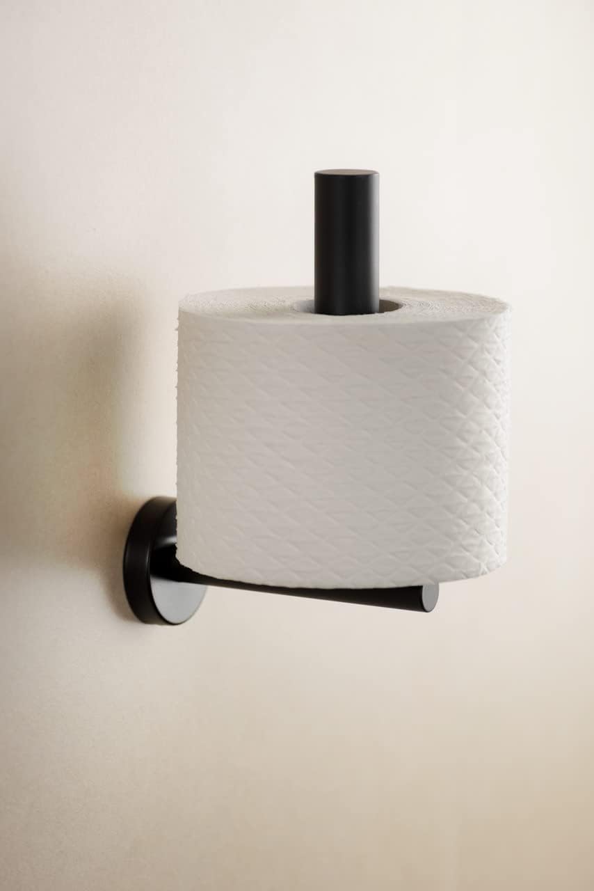 WENKO Ersatzrollenhalter Mod. Bosio Black, Wandhalter für Toilettenpapier aus Edelstahl, matt lackie
