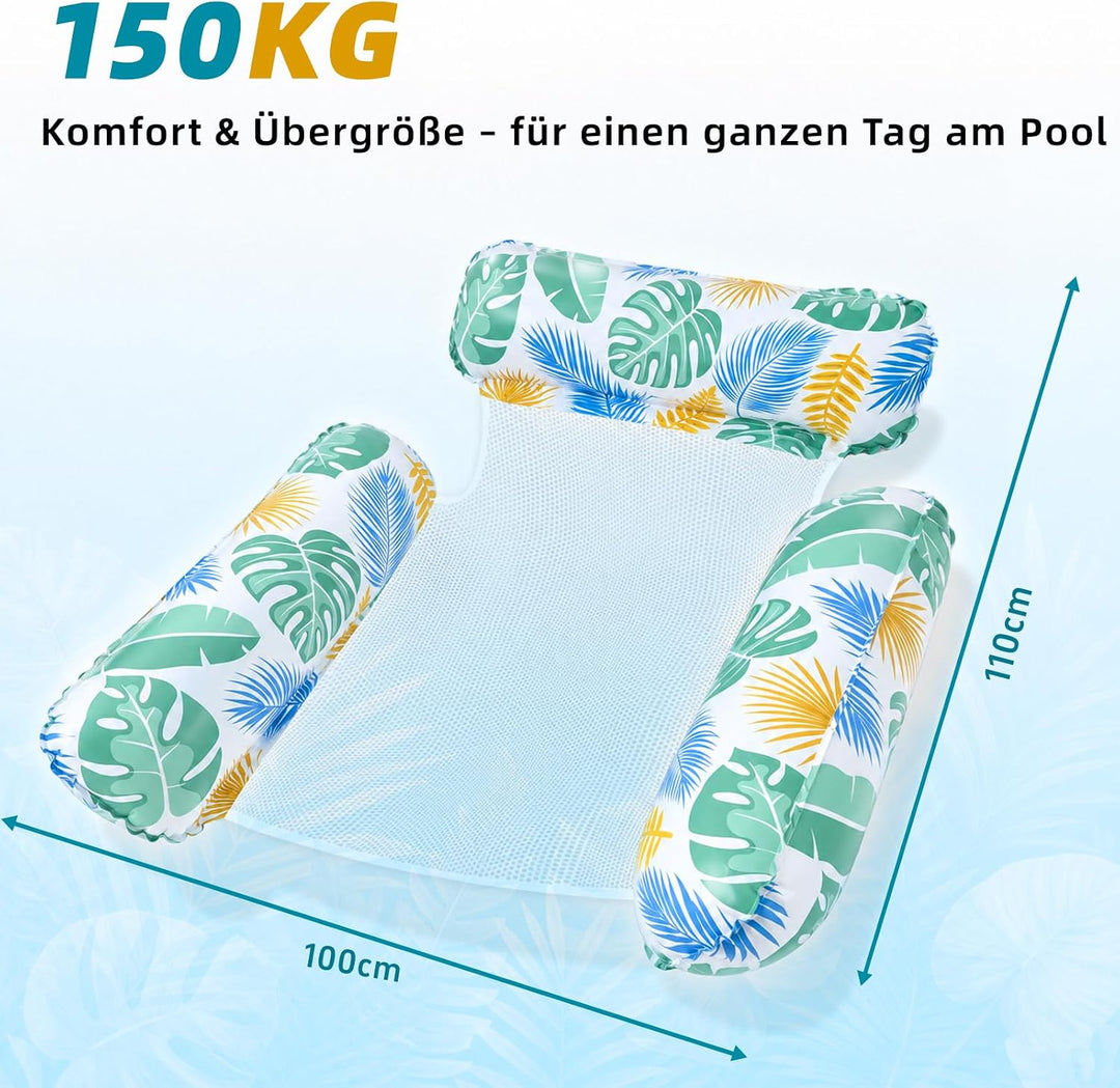 Luftmatratze Pool, 2 Stück Wasserhängematte, XL Luftmatratze Wasser, 4 IN 1 Wasserspielzeug Pool Luf