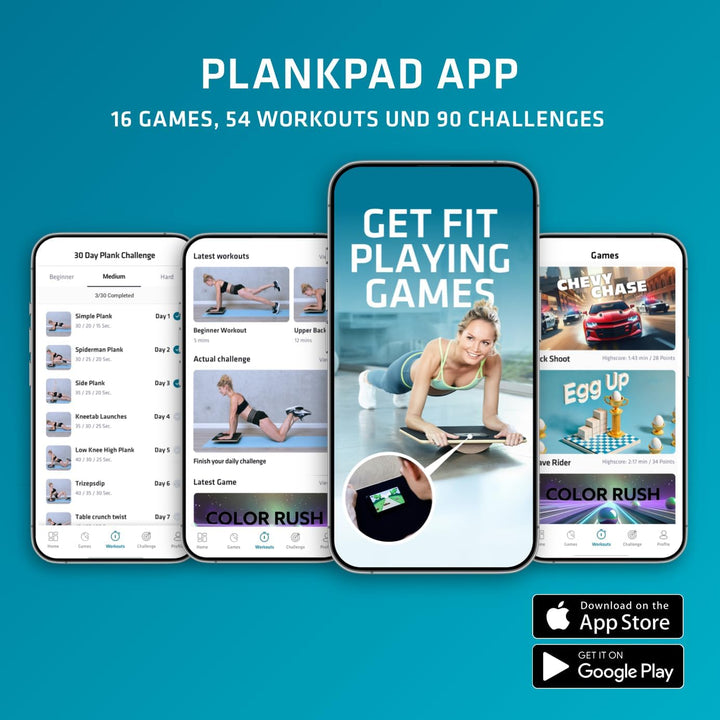 Plankpad PRO – interaktiver Ganzkörper-Trainer & Balance Board - Plank Bauchmuskel Trainer inkl. Sma