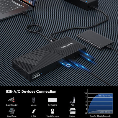 WAVLINK 4K USB-C-Dockingstation Dreifach-Monitor mit 100W Aufladung, USB-C-Dock für Windows und M1/M