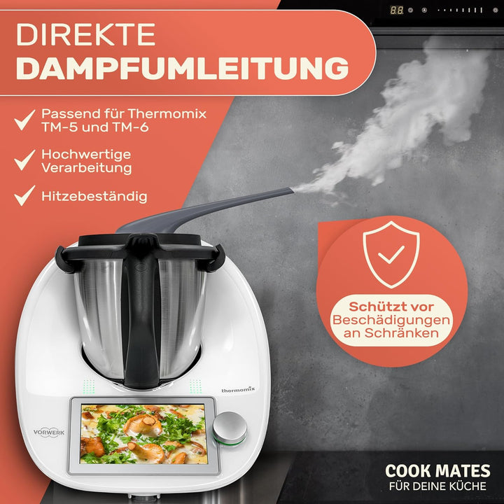 COOK MATES Dampfumleiter für Thermomix TM5 TM6 | EXTRA LANG | Dampfableiter für Hängeschränke Schutz