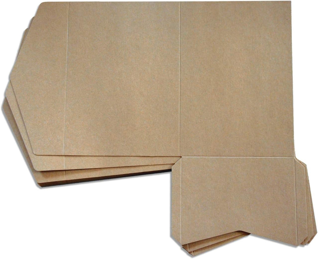 Hochzeit DIY Pocketfold Einladungskarten blanko mit Umschlägen - 20 Stück, Grösse B6 - Kraftpapier K