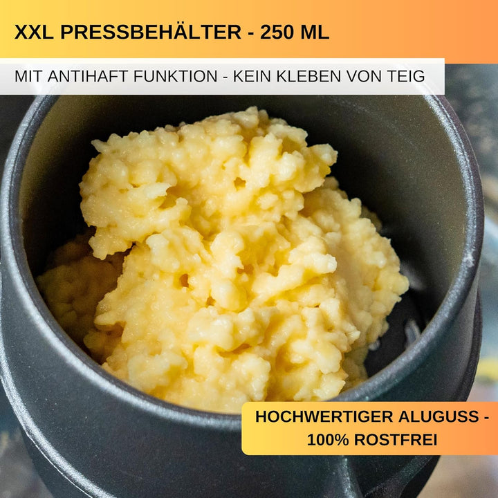 Thiru Spätzlepresse Kombipack - Klassische Spätlze & Knöpfle (Rundloch) - Testsieger 2024-60 Tage ri