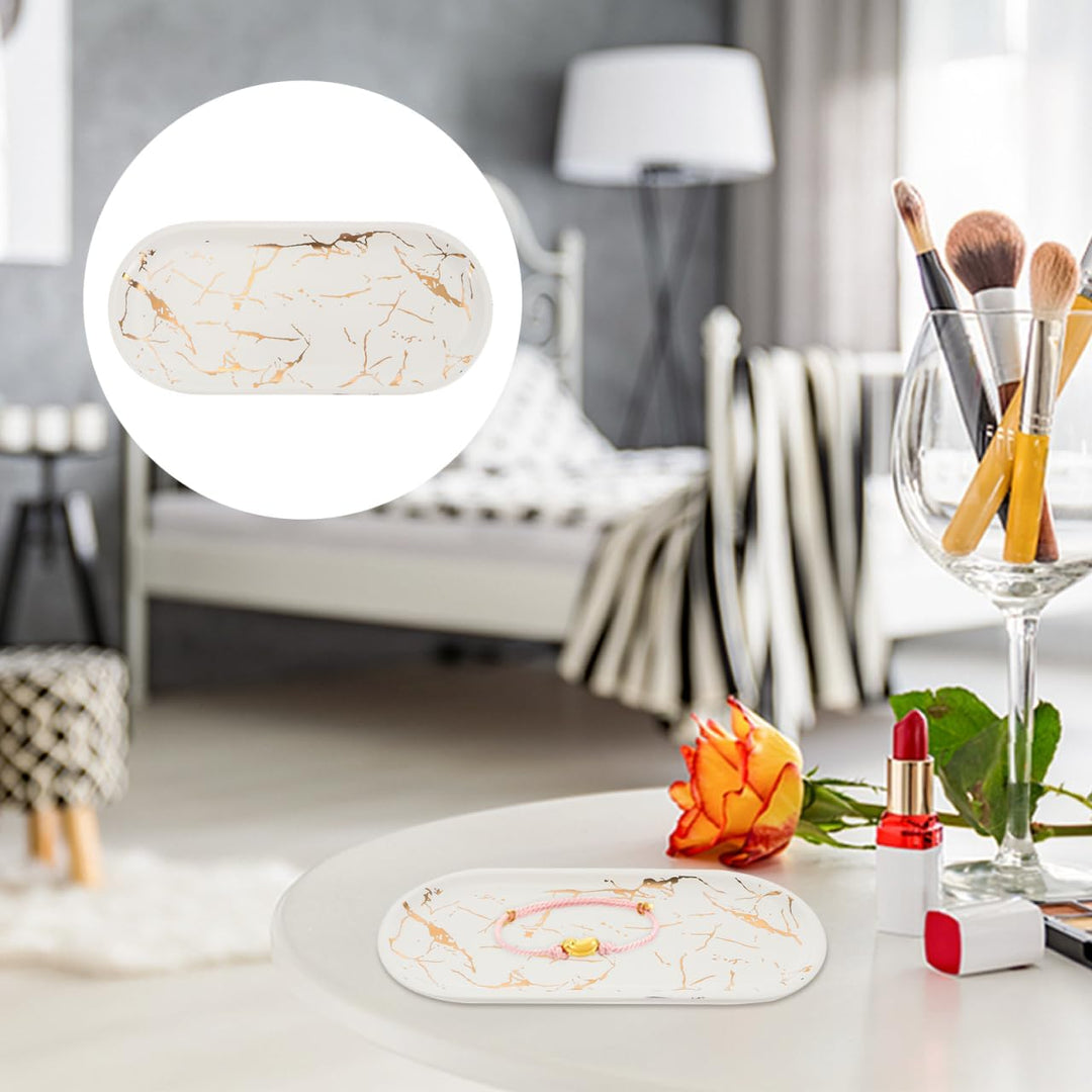 Marmoriertes Keramik-Servierteller 9.84X4.72X0.59 Zoll Leichtes Sushi-Tablett Für Schmuck-Display Un