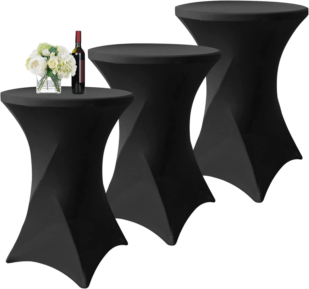 3er-Set Schwarz Stretch Stehtisch Husse für Bistrotisch Ø 80-85 cm Spandex Stretch Tischdecke, Verst