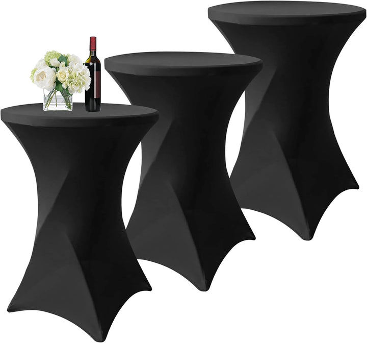 3er-Set Schwarz Stretch Stehtisch Husse für Bistrotisch Ø 80-85 cm Spandex Stretch Tischdecke, Verst