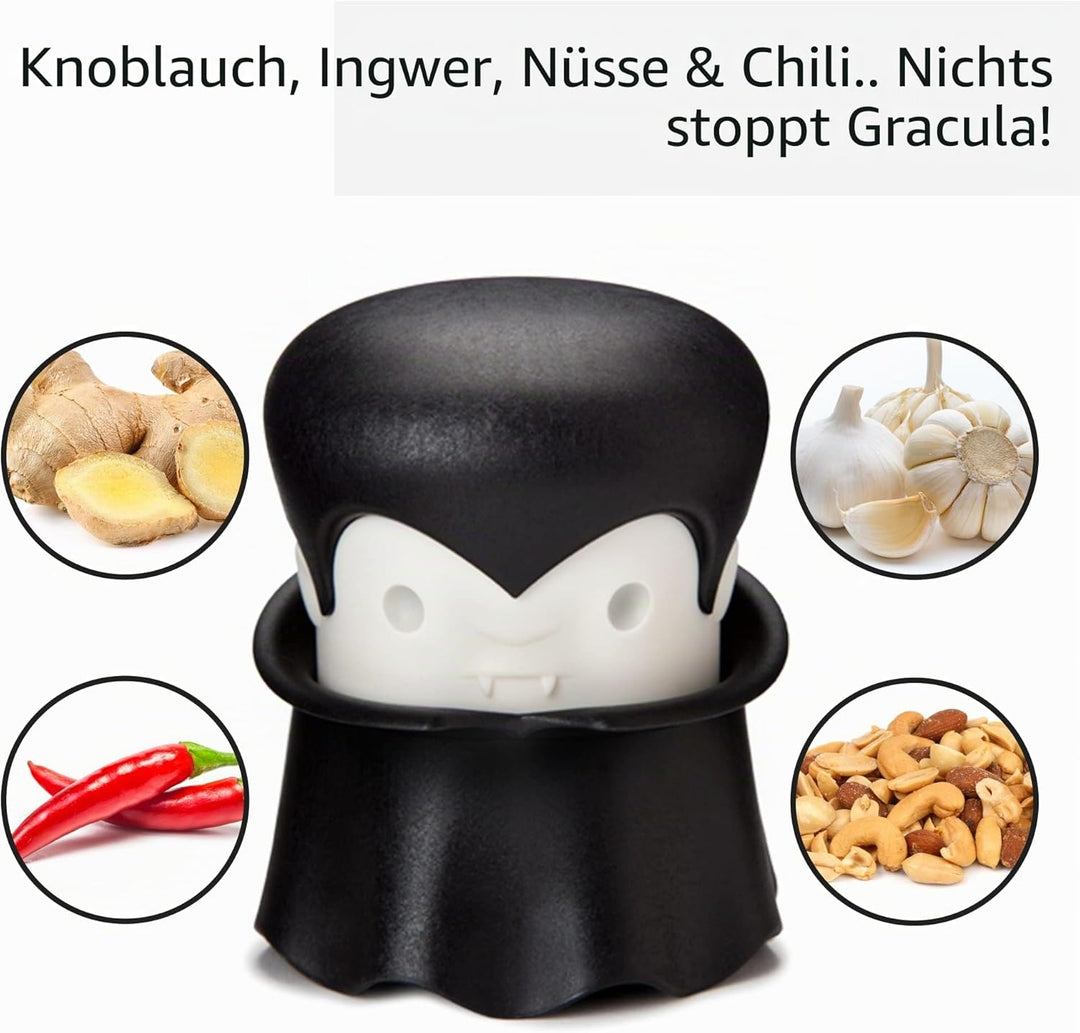 OTOTO Gracula Knoblauchschneider - Knoblauch Zerkleinerer & Schäler - Knoblauchpresse Dracula Leicht