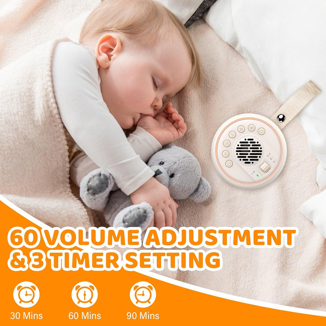 White Noise Machine Baby,Tragbare Einschlafhilfe Babys mit 20 weissem Rauschen,Nachtlicht mit Timer