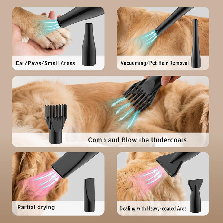DEWINNER Blower Haartrockner für Hunde, 3200 W, Pulsgerät für Hunde mit Staubsauger, Tiere, Geschwin