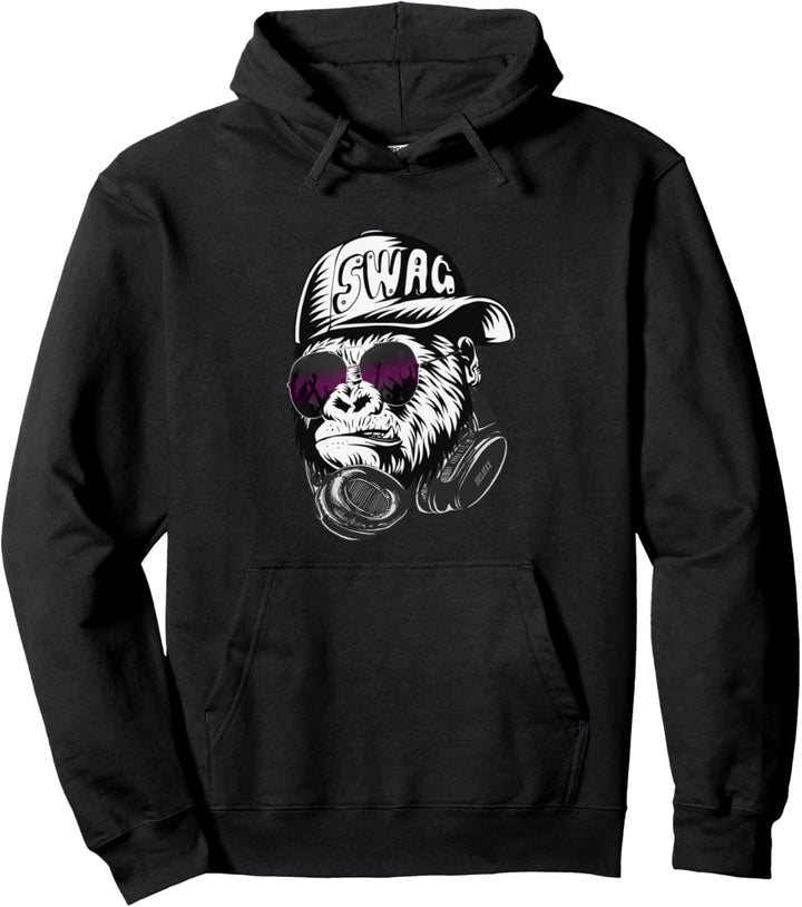 Gorilla, Monkey Deluxe mit DJ Kopfhörer und Sonnenbrille Pullover Hoodie