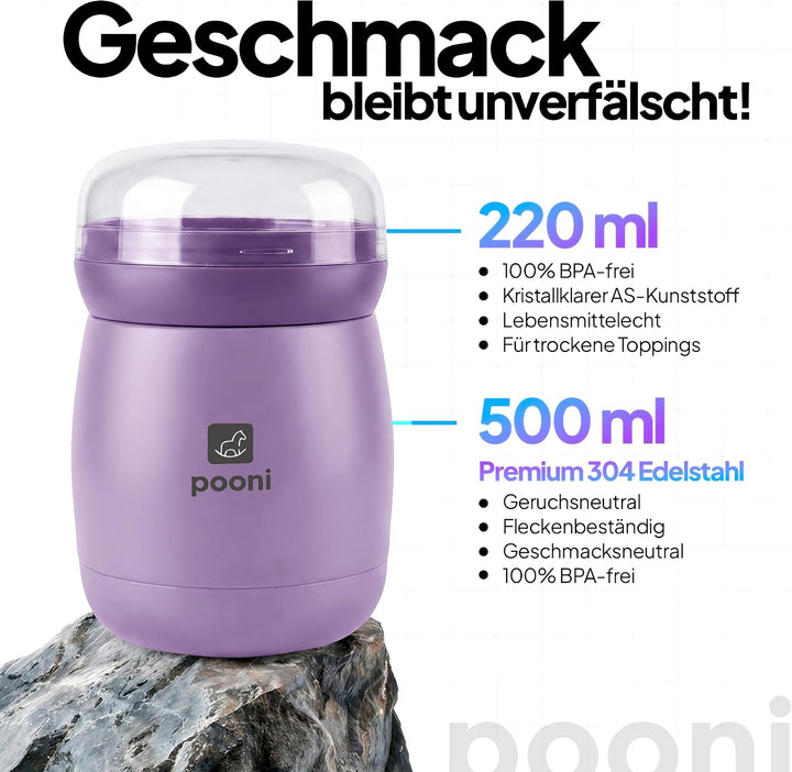 Müslibecher, auslaufsicherer Joghurtbecher to go mit Löffel, für Müsli, Joghurt, Frühstücksbecher au