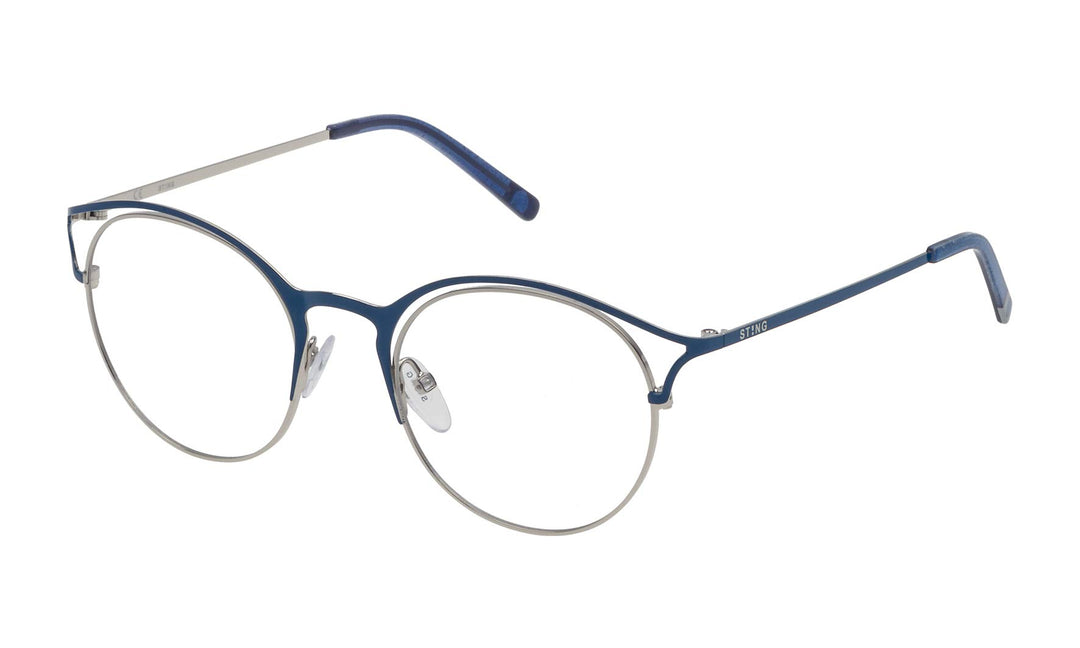 Sting Damen VST112490514 Sonnenbrille, Shiny Silver W/Blue Part, 49/20/135