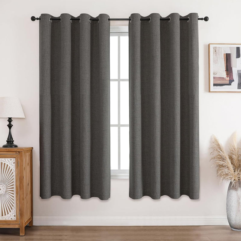CUCRAF Vorhang Blickdicht Gardinen Grau - 2er Set H175xB140cm Deko Ösenschal Thermo Vorhänge Verdunk