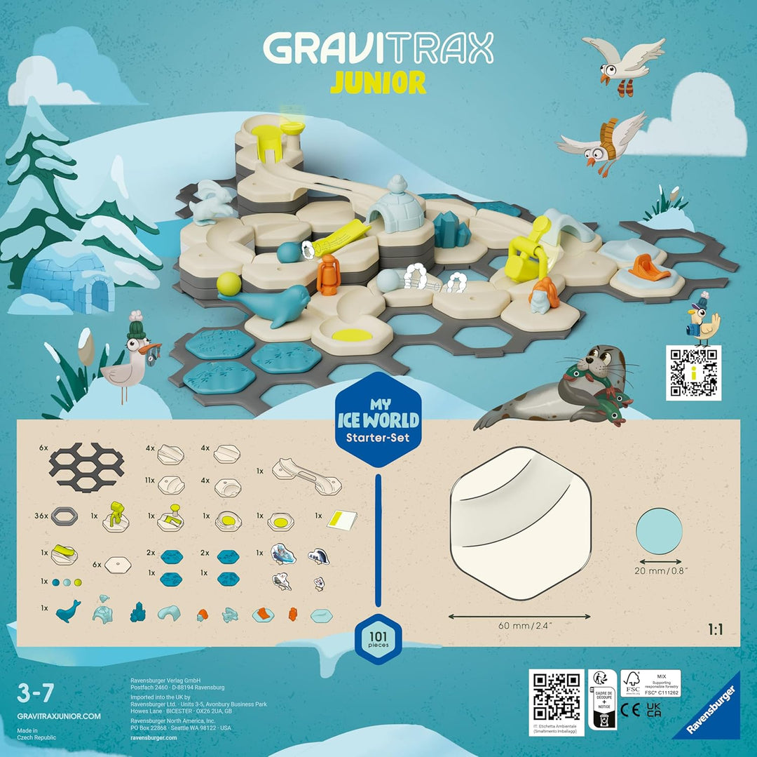 Ravensburger GraviTrax Junior Starter-Set L Ice 27060 - Murmelbahn überwiegend aus nachwachsenden Ro