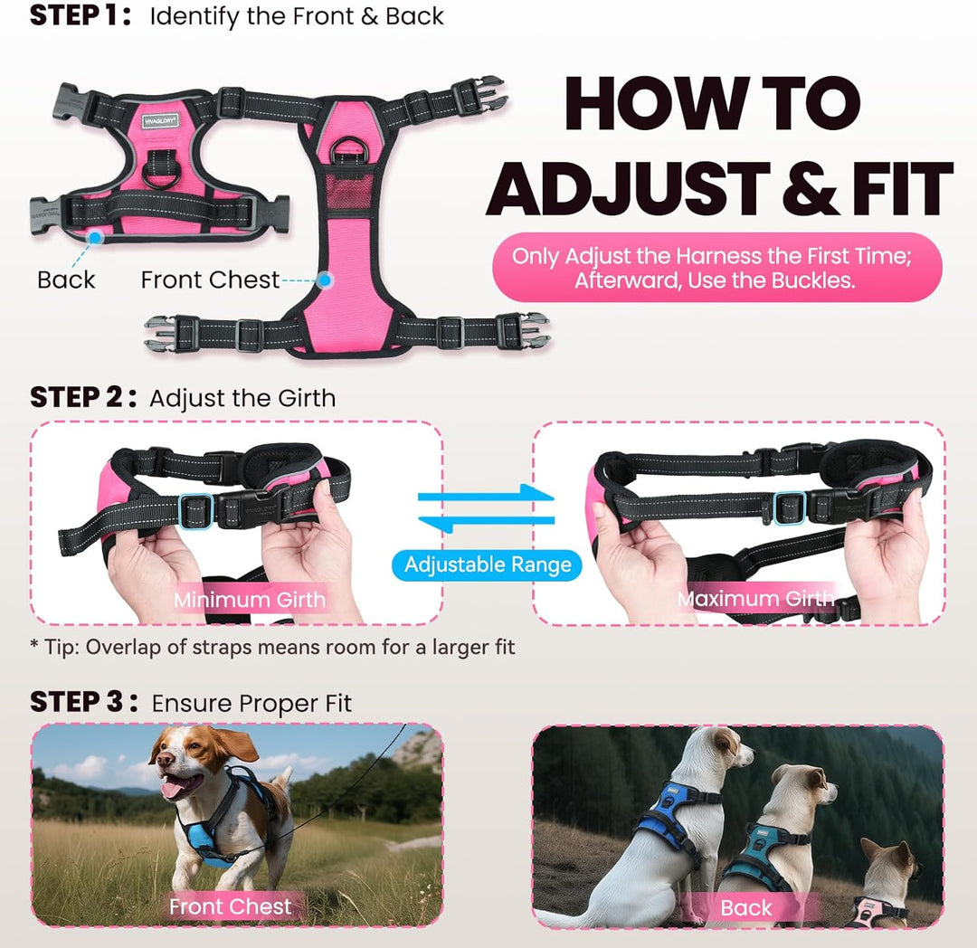VIVAGLORY Easewalk Hundegeschirr, Anti Zug Hundegeschirr für Training &amp; Spazieren, Anti Zieh Geschir
