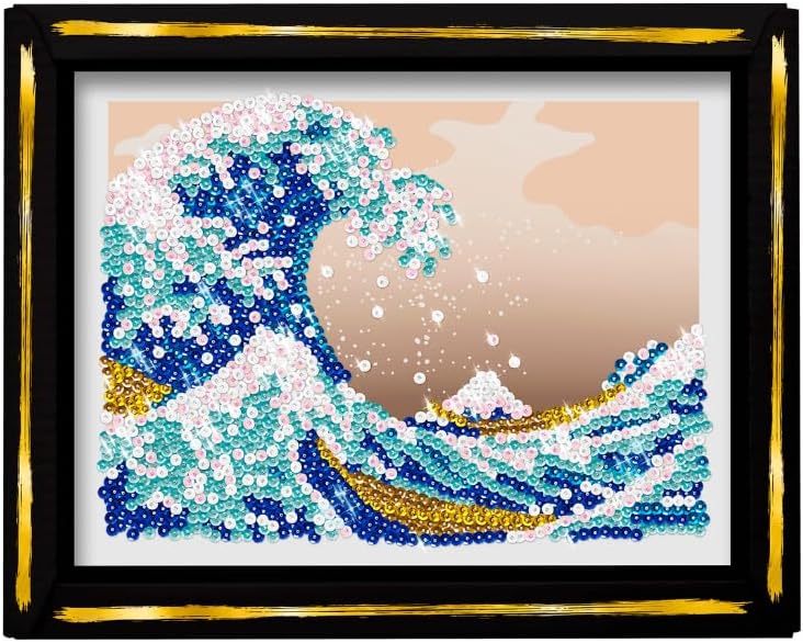 Lansay - COLLECTION SEQUINS - Die grosse Welle- Hokusai- Erstellen Sie ein funkelndes Sequin-Bild vo