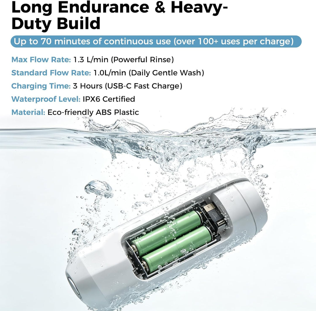 Reise Bidet Elektrisch 2.5 Liter Portable Bidet Tragbares Mobiles Handbrause mit 180° Teleskopkopf