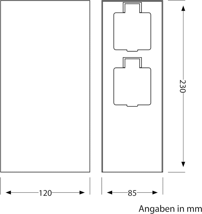 ledscom.de 2X Garten Steckdosensäule POMI für aussen, IP44, Timer/Zeitschaltuhr, 2-Fach, anthrazit,