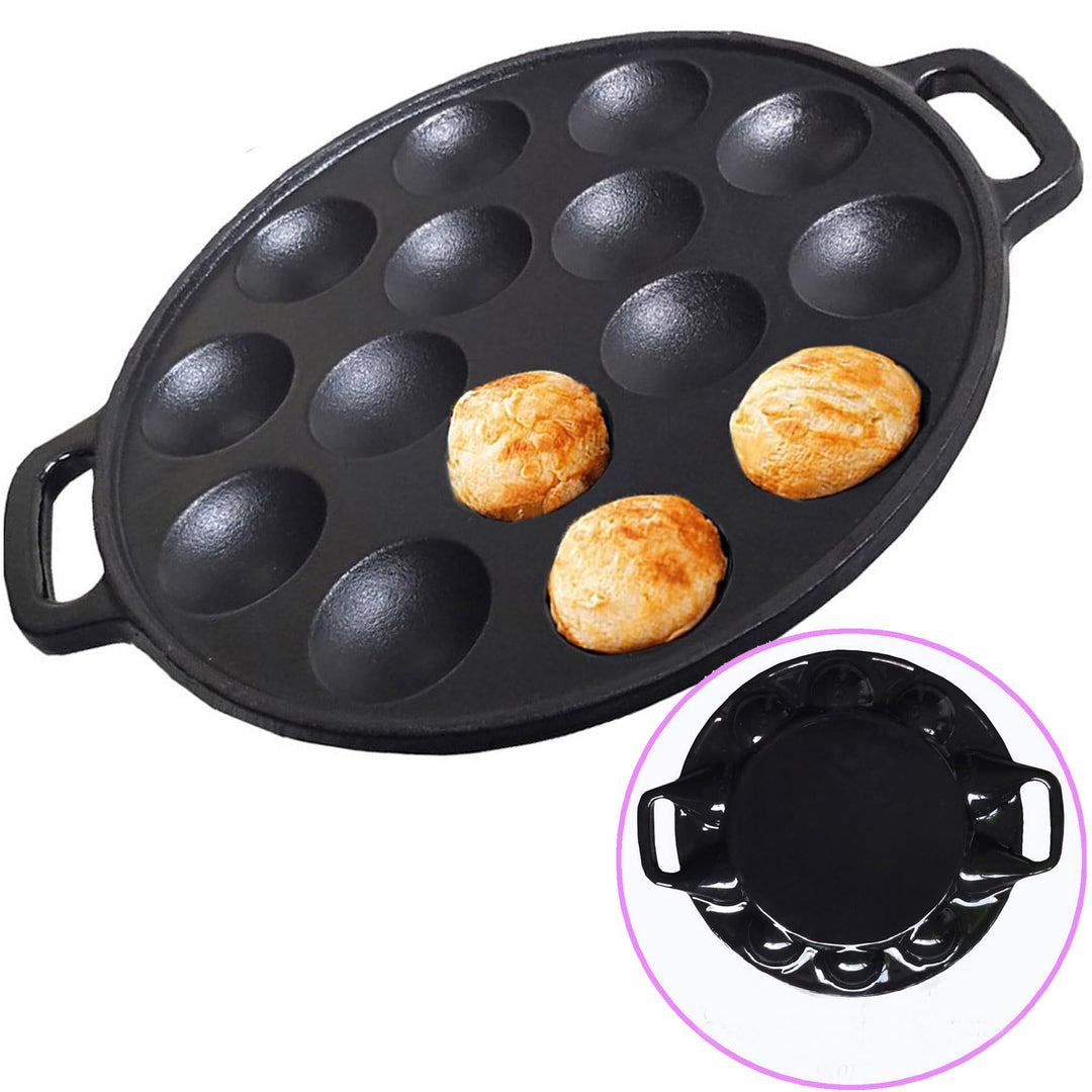 La Cuisine Poffertjespfanne aus Gusseisen mit mattschwarzer Emaillebeschichtung Poffertjes Maker Dut
