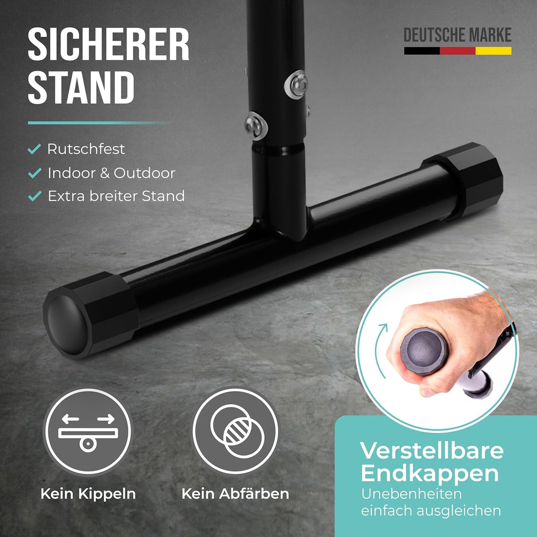 PULLUP & DIP Fitness Parallettes, Medium Minibarren aus Stahl, Handstand Barren mit extra breitem Gr