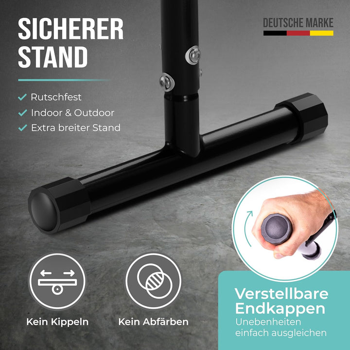 PULLUP & DIP Fitness Parallettes, Medium Minibarren aus Stahl, Handstand Barren mit extra breitem Gr