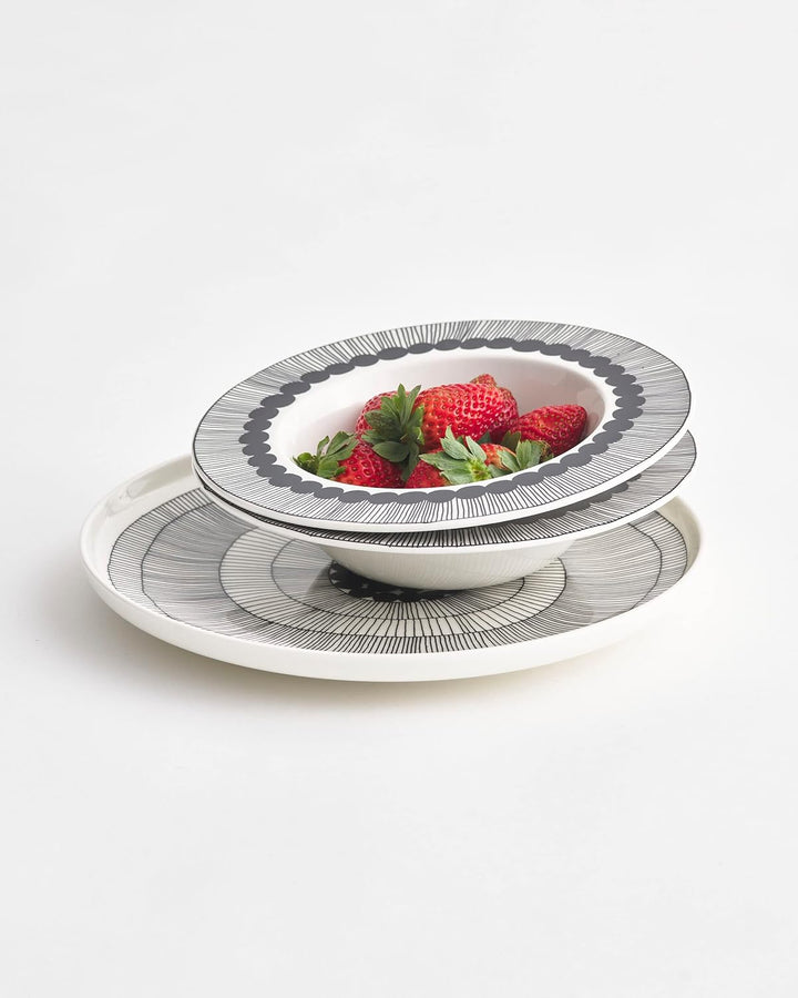 Marimekko - Oiva/Siirtolapuutarha - Suppenteller - Tiefer Teller - Weiss/Schwarz - Ø20cm