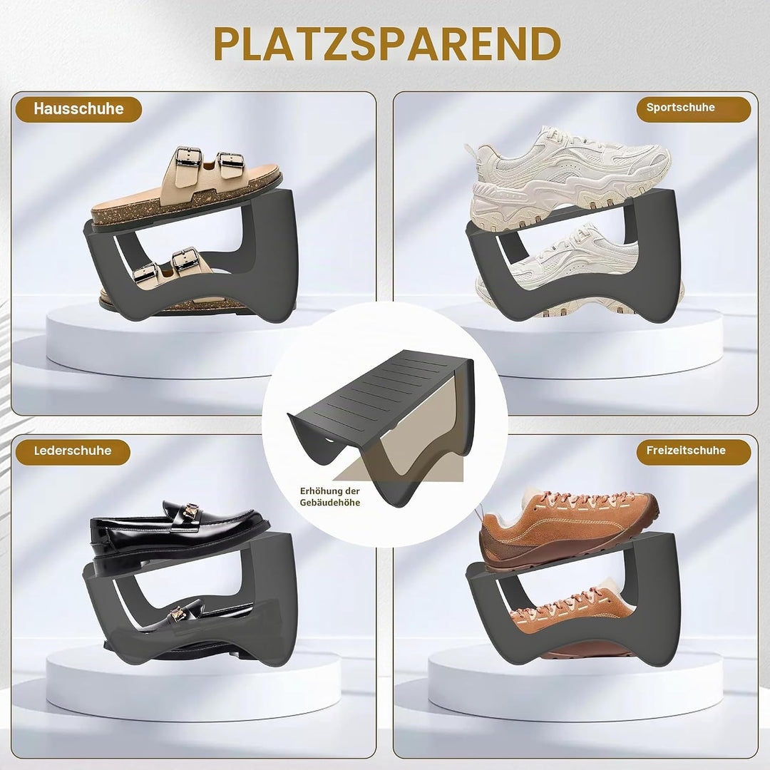 NAIZY Schuhstapler 10 Stück Schuhorganizer PP-Kunststoff Anti Rutsch Schuhregal Doppelschicht Stapel