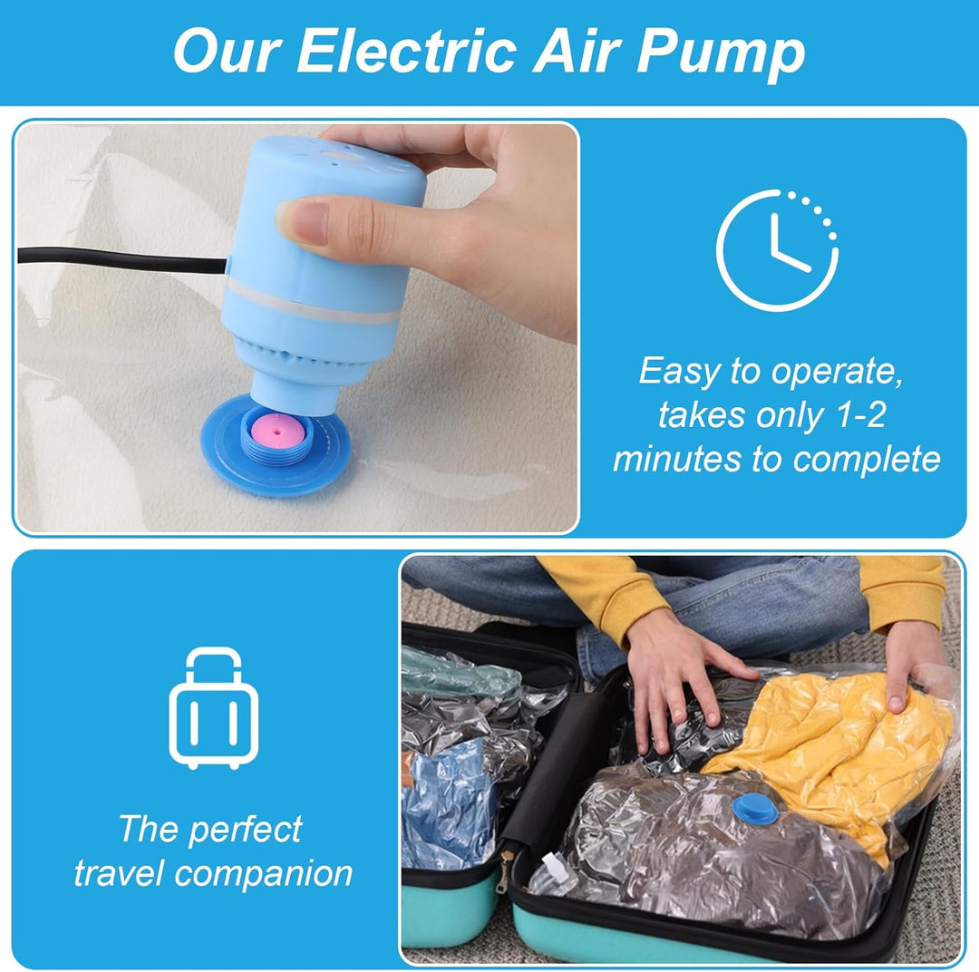 iulrtba Vakuumbeutel mit Elektrische Pumpe, 12 Stück Vakuumbeutel Kleidung (2*60*40cm,4*70*50cm,4*80