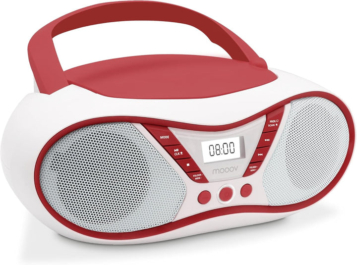 MOOOV 477411 Tragbarer CD-Player mit Radio, USB, Lautsprecher - Mini Kofferradio für Kinder & Senior
