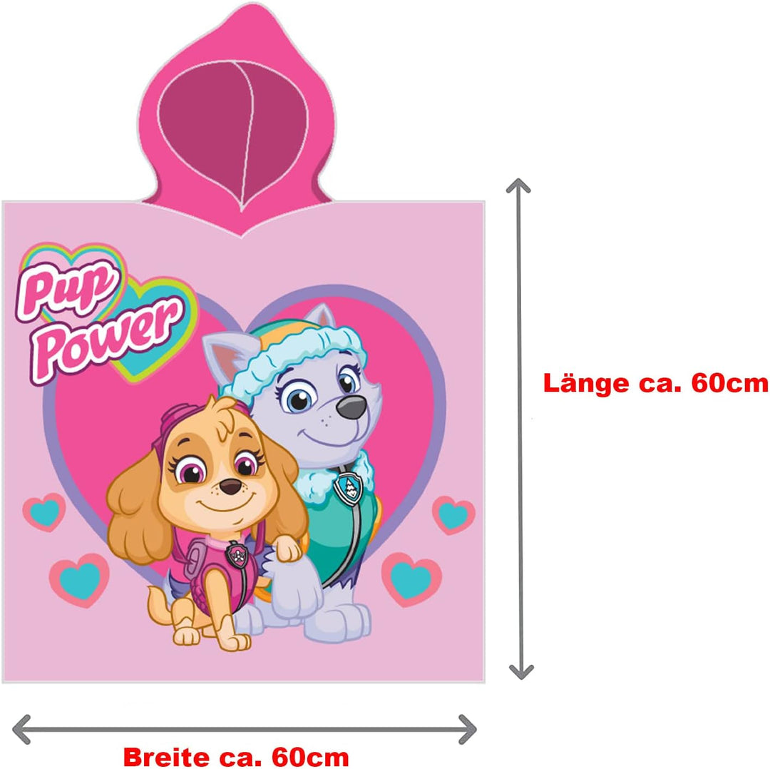 Paw Patrol Kinder Kapuzen Bade-Poncho Girl's Rosa 60x120 cm 100% Baumwolle Veloursqualität Poncho Ba