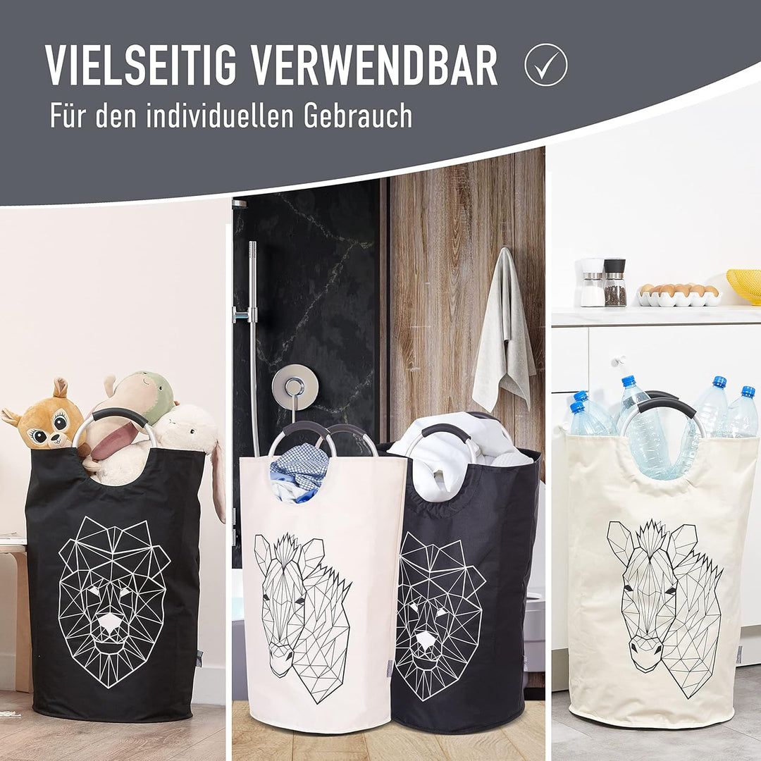 WELLENBORG® 2er Set Faltbarer Wäschekorb faltbar gross - Dunkler Wäschesammler wasserdicht Wäschesac