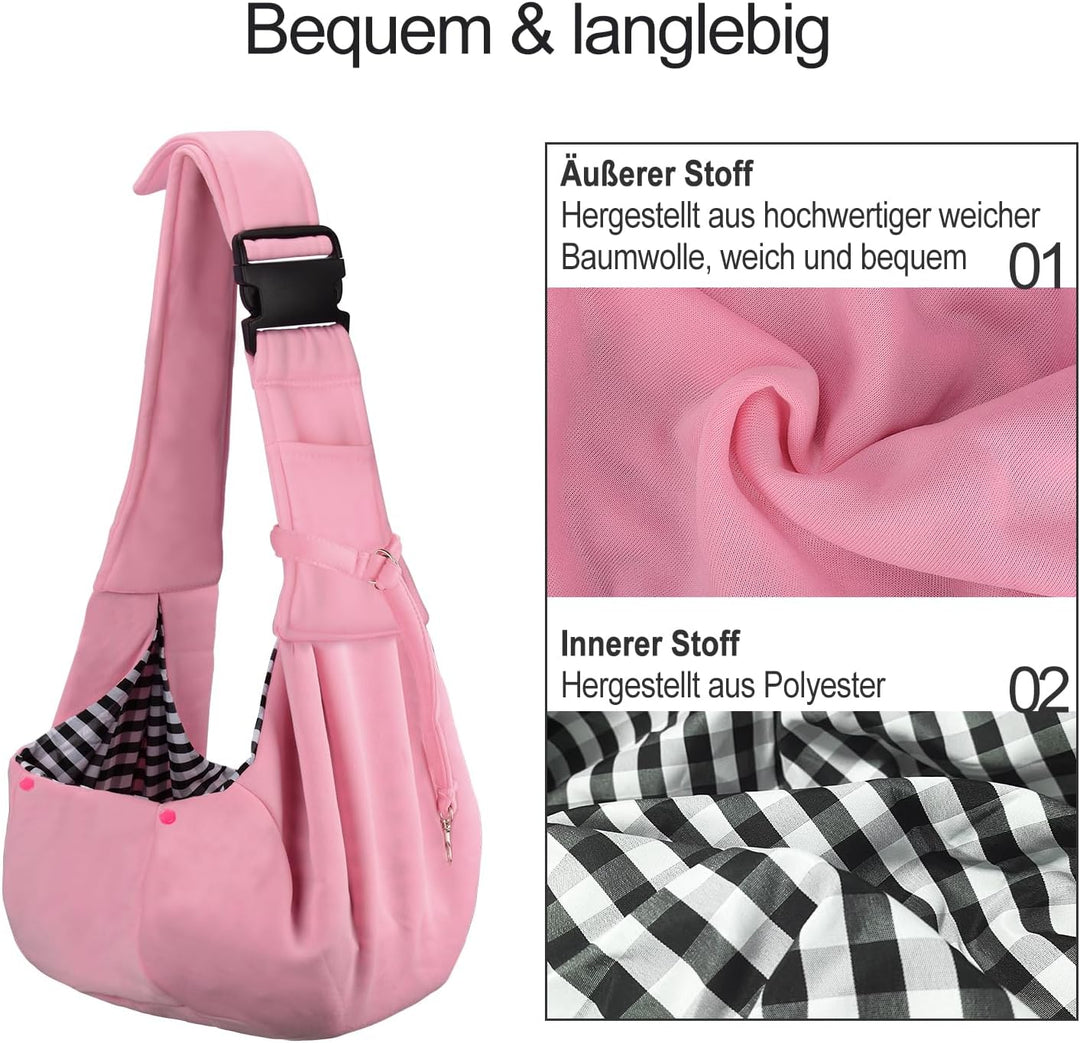 PETLOFT Tragetuch Hund, Reversibel Kleine Hundetrage, Einstellbar Pet Tragetuch, Freisprecheinrichtu