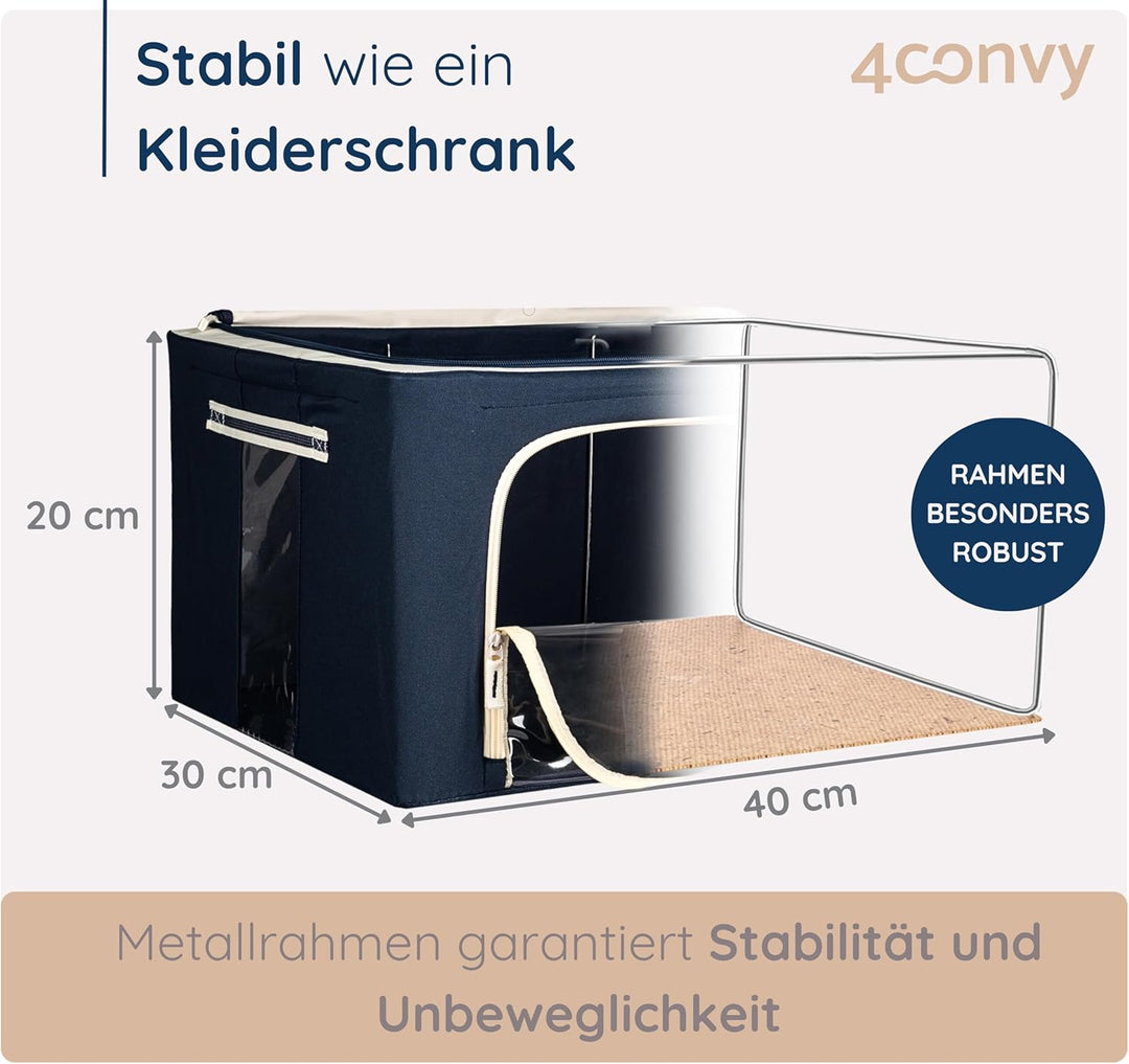 feste faltbare Kleideraufbewahrung Box mit Reissverschlüss, Metallrahmen - [2024 VERBESSERTES MATERI