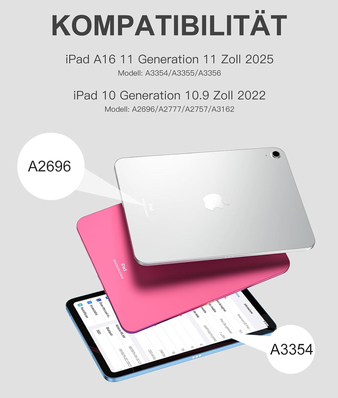 Vobafe Hülle mit Tastatur für iPad 10 Generation 2022, iPad 11 Generation A16 2025, 11/10,9 Zoll, Mu