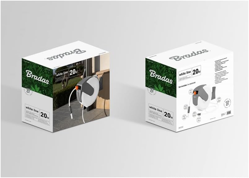 Preis-Zone Wand-Schlauchbox 20m roll-up Schlauchtrommel Gartenschlauch 1/2" 35m White LINE 1/2" 20m