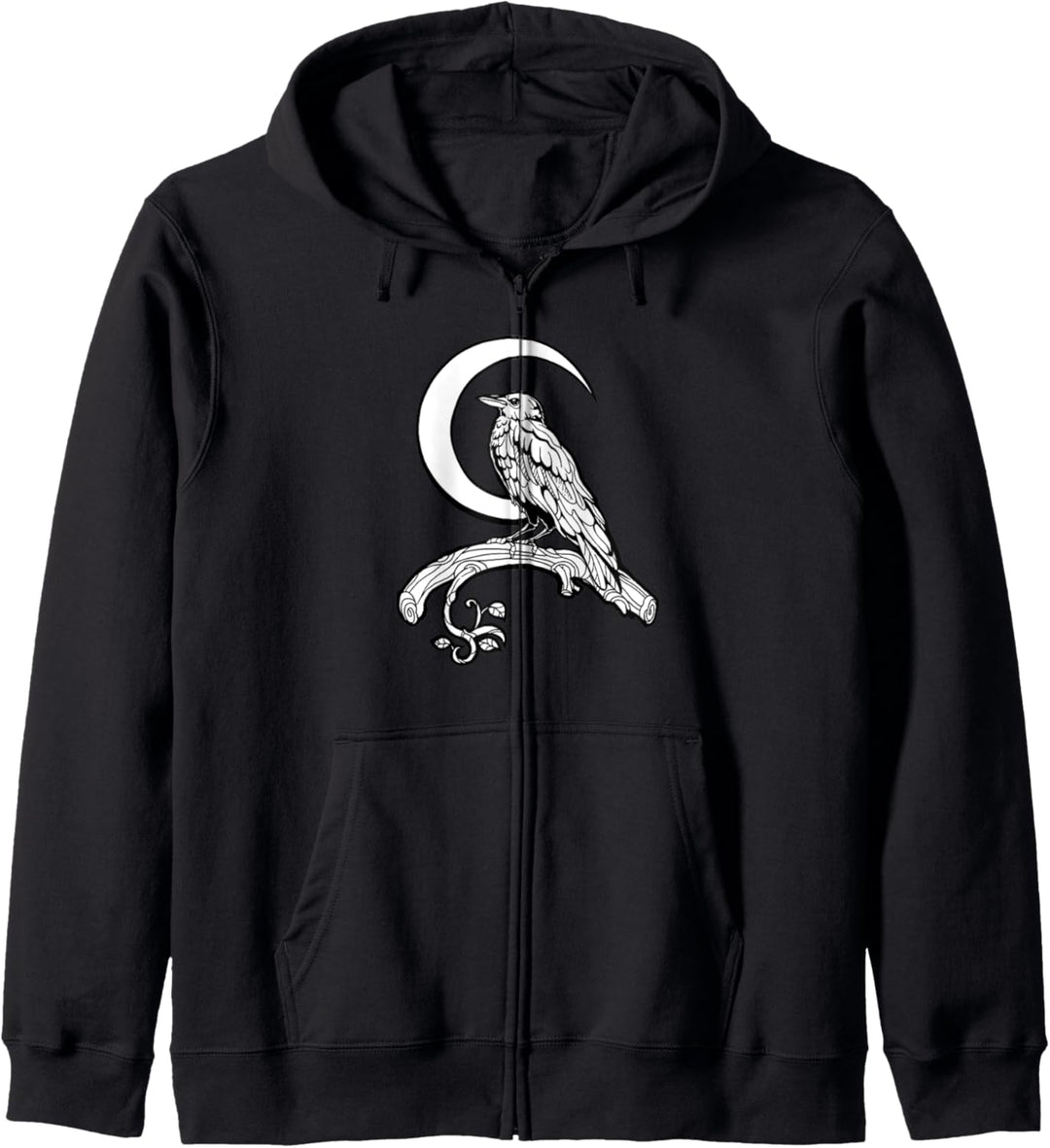 Schwarze Krähe Geschenk Wikinger Rabe Silhouette auf Zweig Kapuzenjacke
