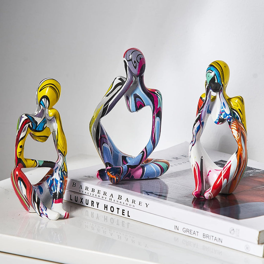 XINXUAN 3 Stück Denker-Statue-Skulpturen, Bürodekoration, kleines Regal, Dekoration, TV-Ständer, Dek